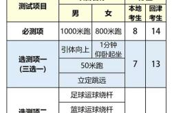 2025中考体育项目及标准